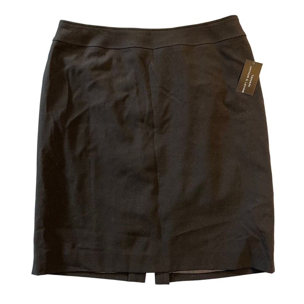 Tahari ASL Womens Straight Pencil Skirt Knee Length Black Lined Slit Size 12
